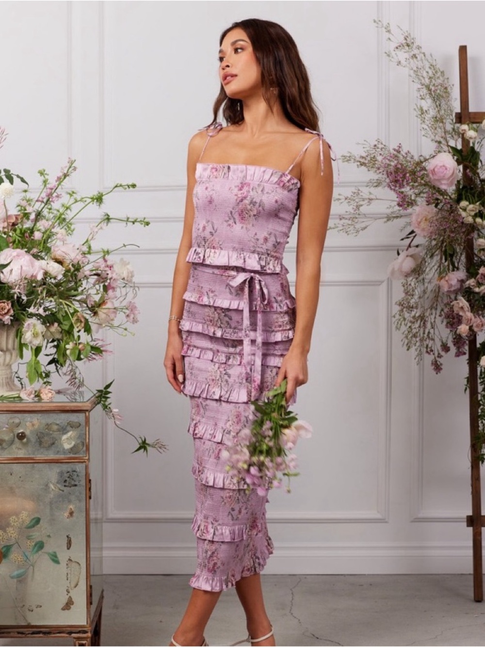 V. Chapman The Lily Dress in Lilac Tapestry Rose - sz 6